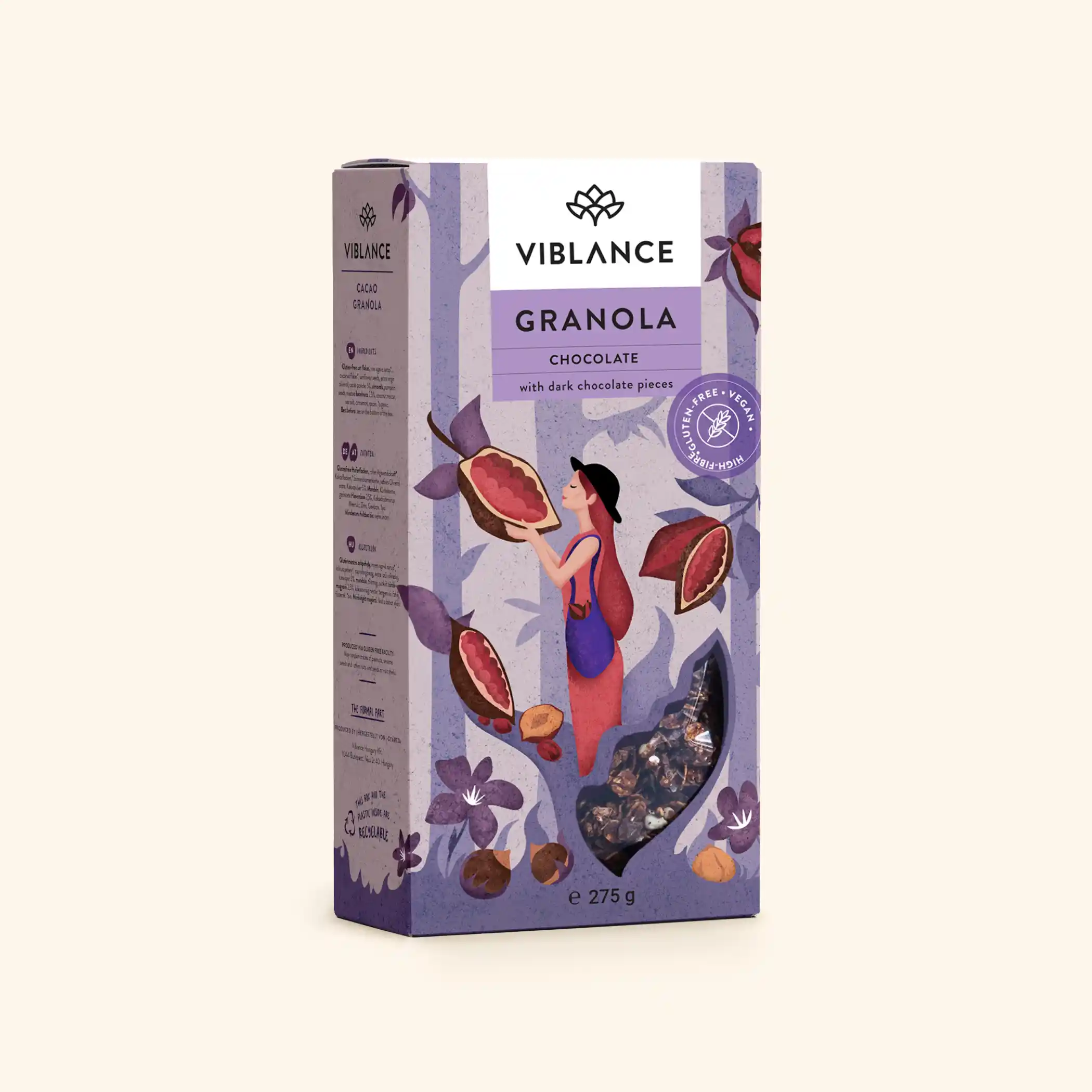 Viblance-Granola-Chocolate-275g.webp Csokoládés Granola - Image 1